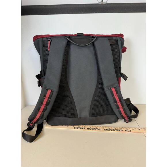 OAKLEY Utility Rolled Up Backpack Roll Top Bag Dull Onyx Red Y2k - Picture 2 of 14